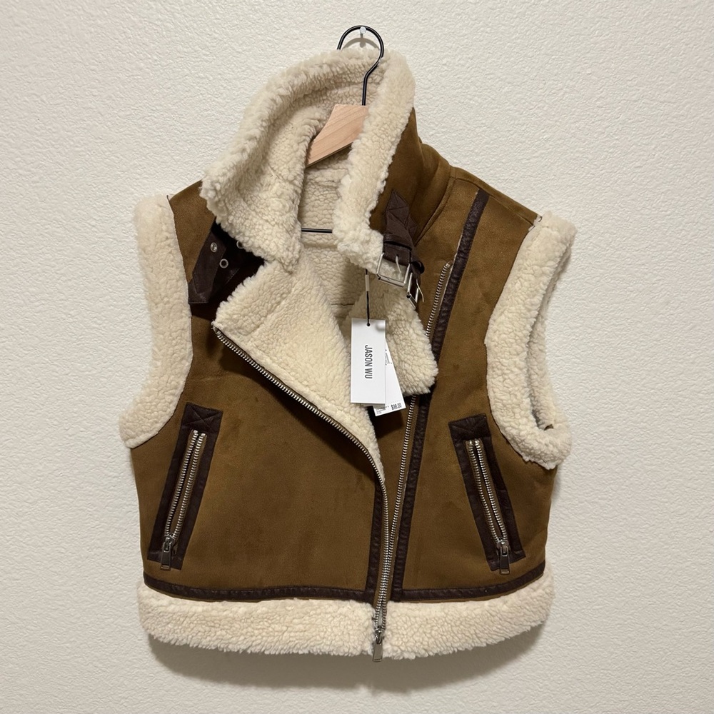 Jason Wu Shearling Vest Sherpa Lined Faux Suede